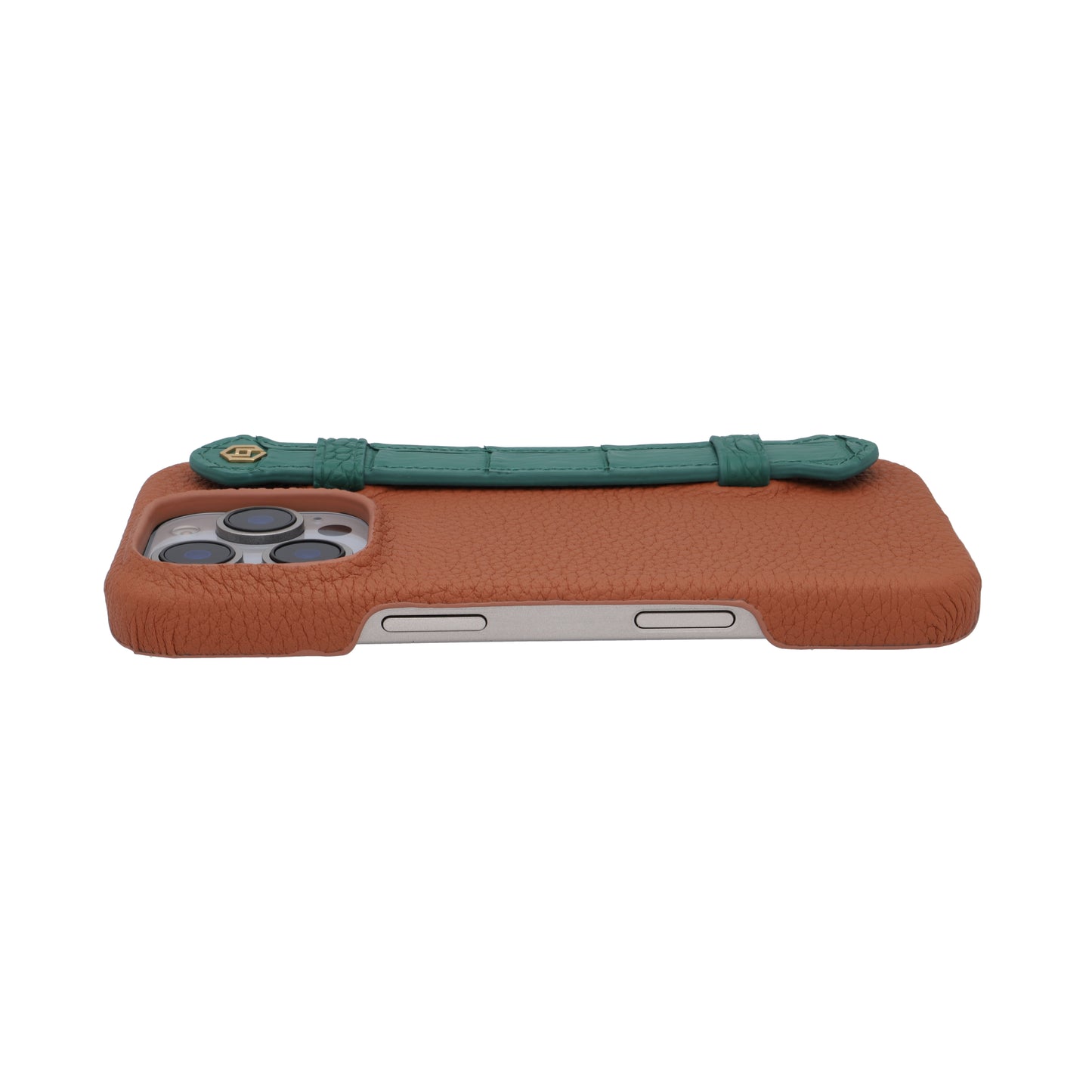 Tan with crocodile side strap Green - iPhone 16 pro