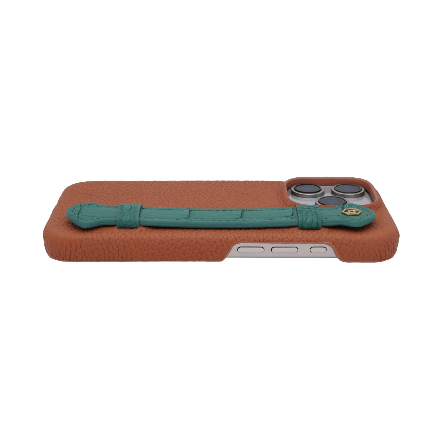 Tan with crocodile side strap Green - iPhone 16 pro