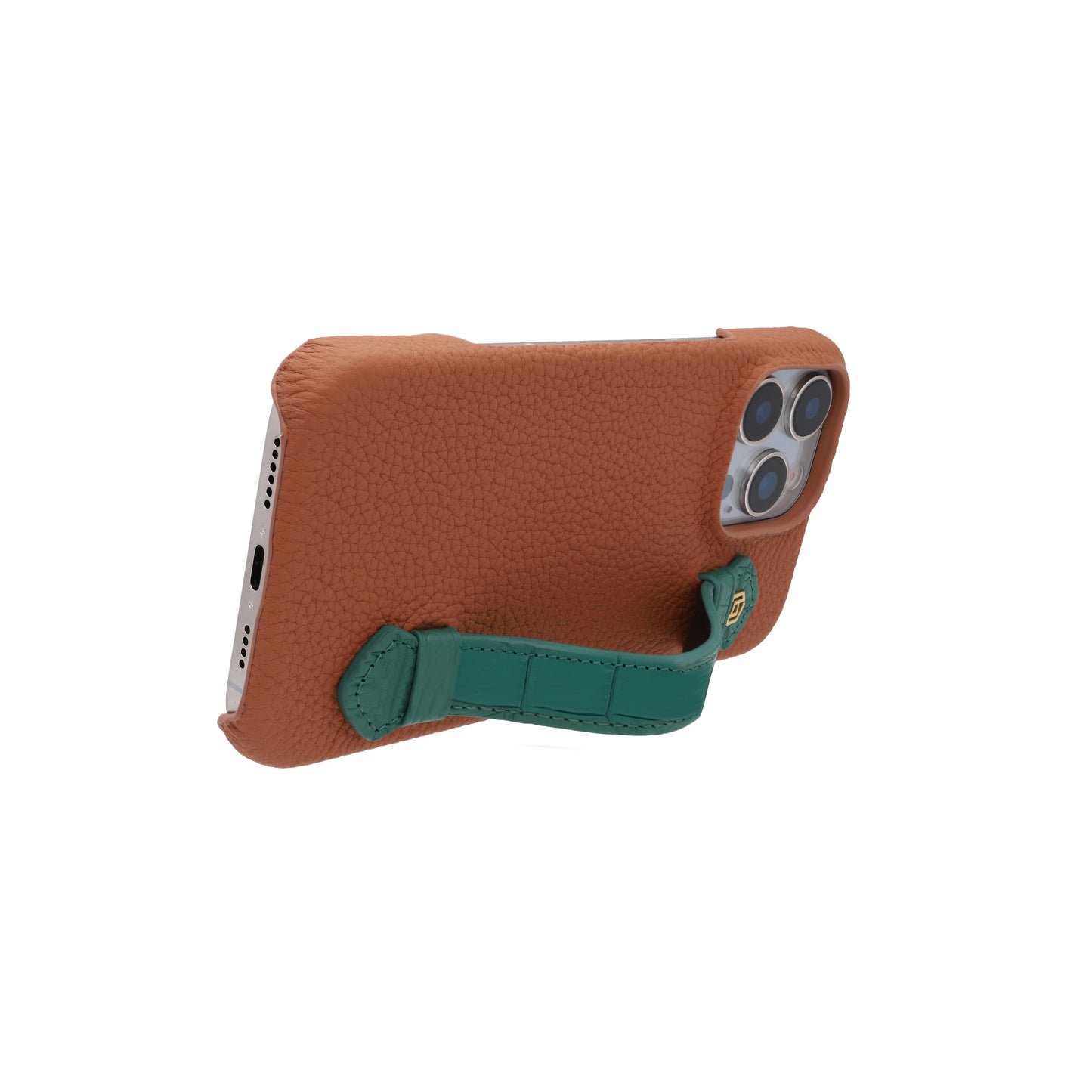 Tan with crocodile side strap Green - iPhone 16 pro