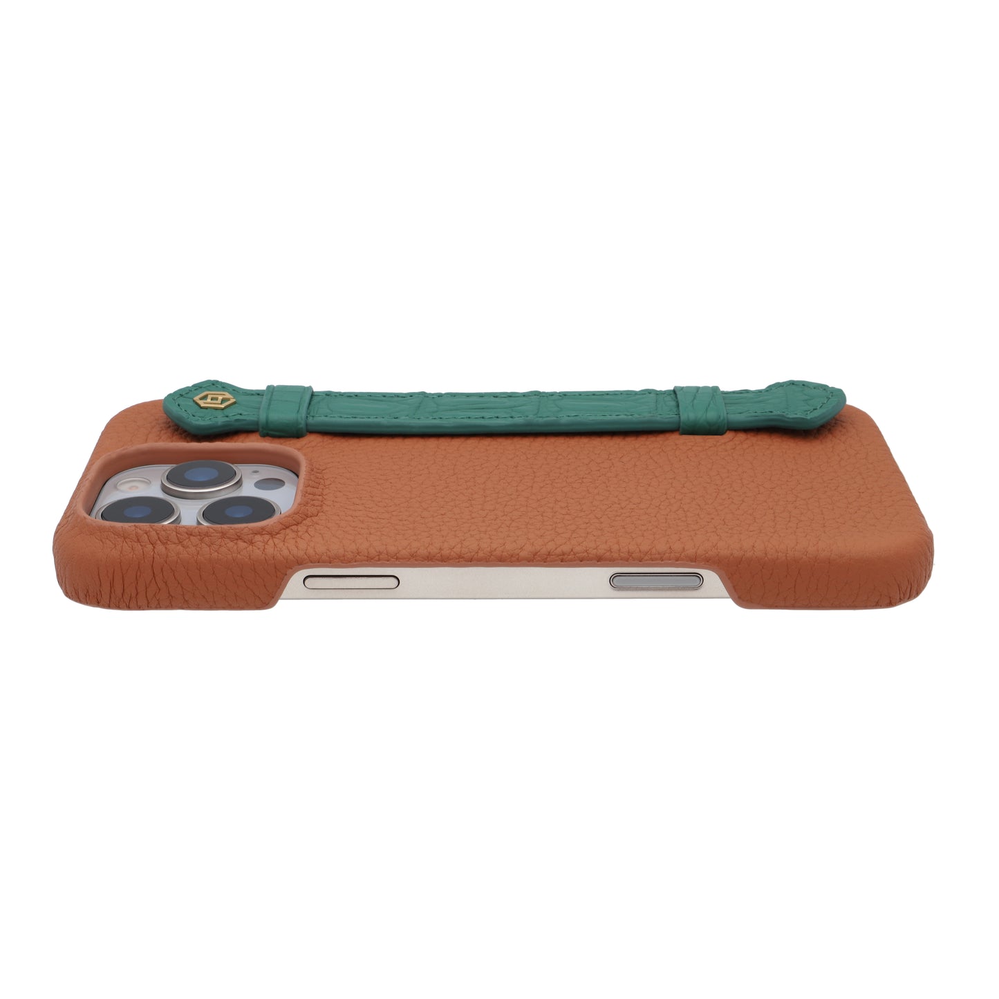 Tan with crocodile side strap Green - iPhone 16 pro max