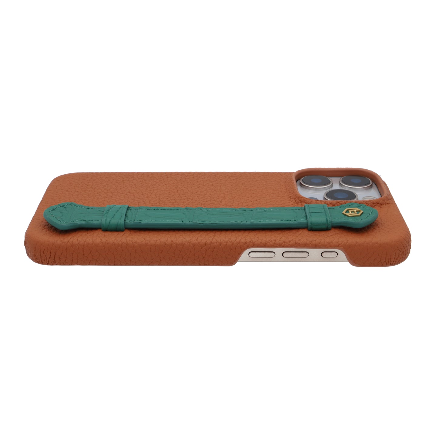 Tan with crocodile side strap Green - iPhone 16 pro max