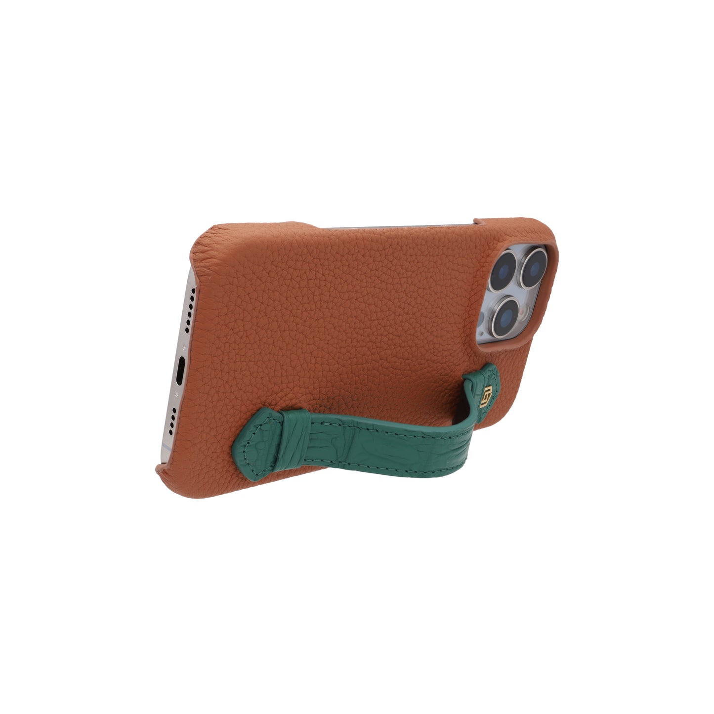 Tan with crocodile side strap Green - iPhone 16 pro max