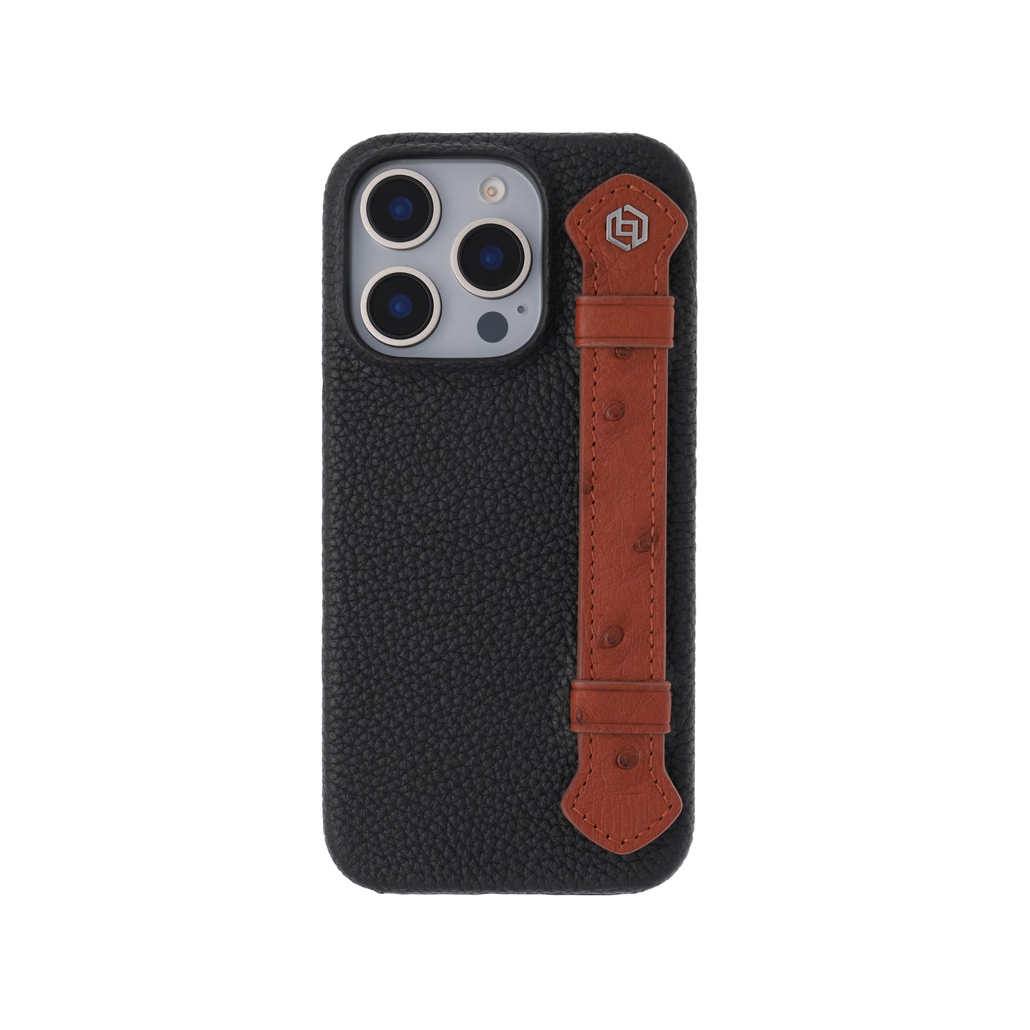 Black with ostrich side strap Brown - iPhone 16 pro