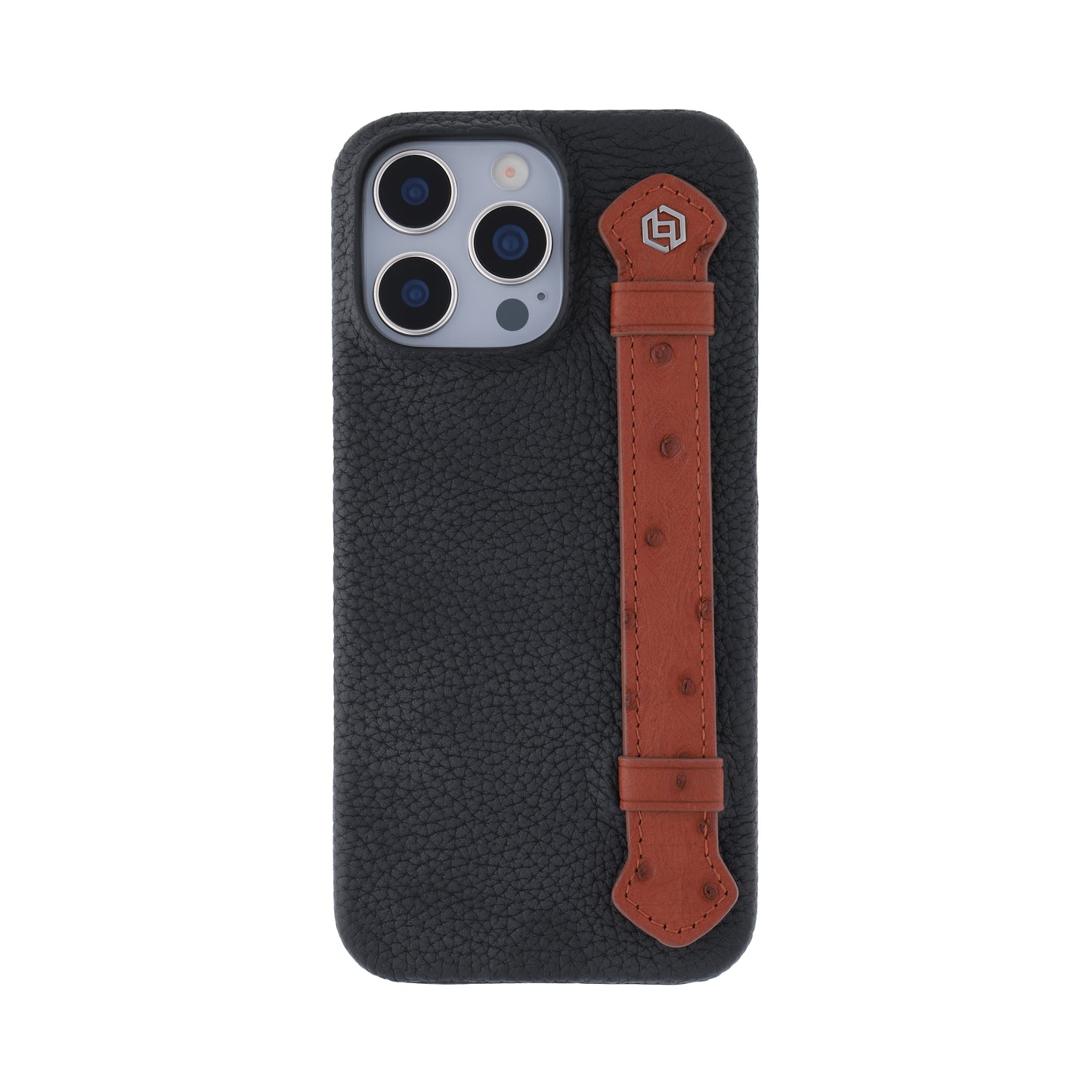 Black with ostrich side strap Brown - iPhone 16 pro max