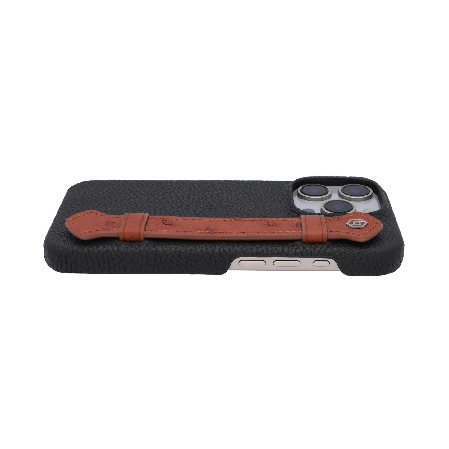 Black with ostrich side strap Brown - iPhone 16 pro