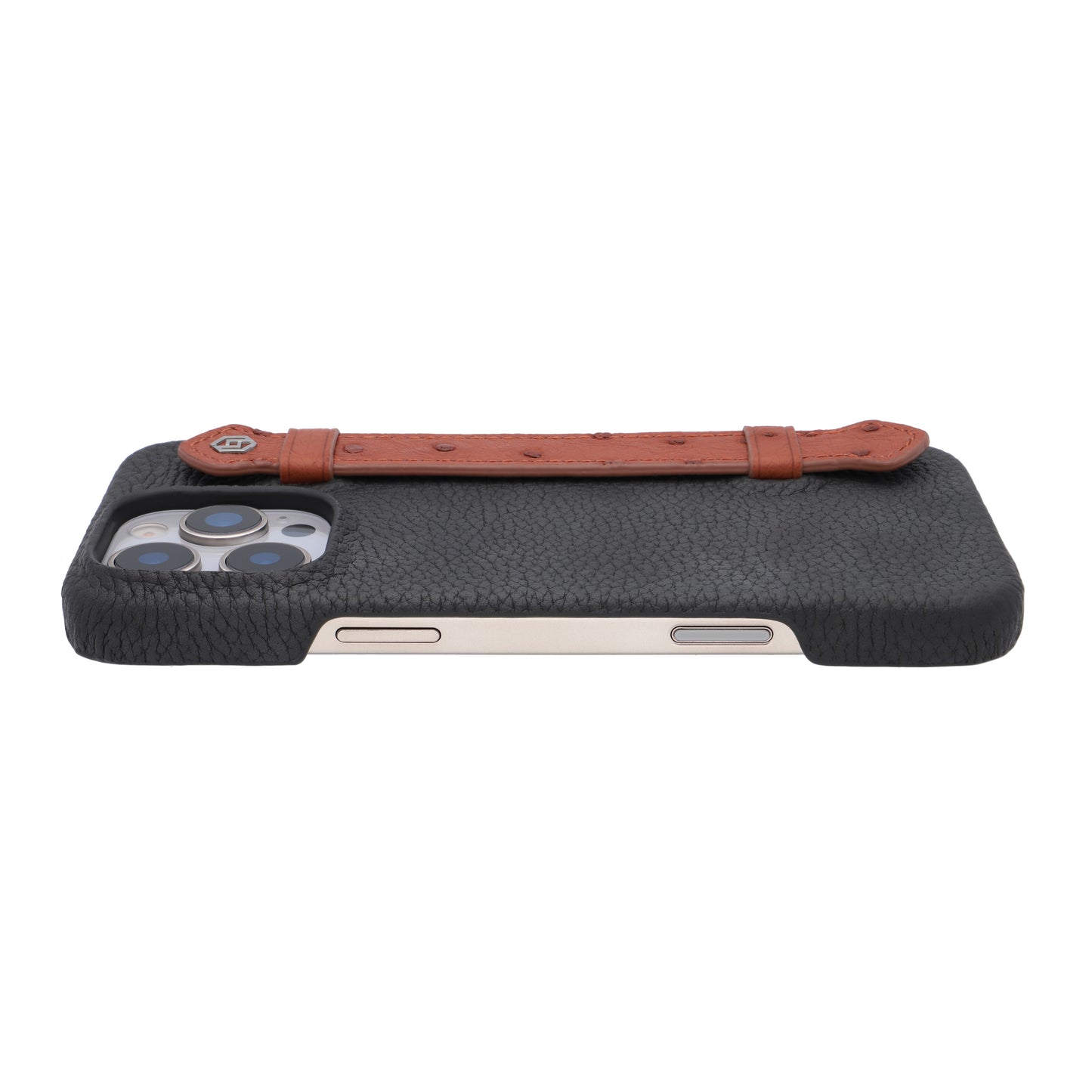 Black with ostrich side strap Brown - iPhone 16 pro max