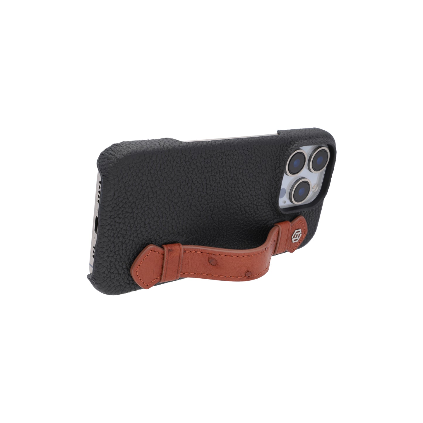 Black with ostrich side strap Brown - iPhone 16 pro