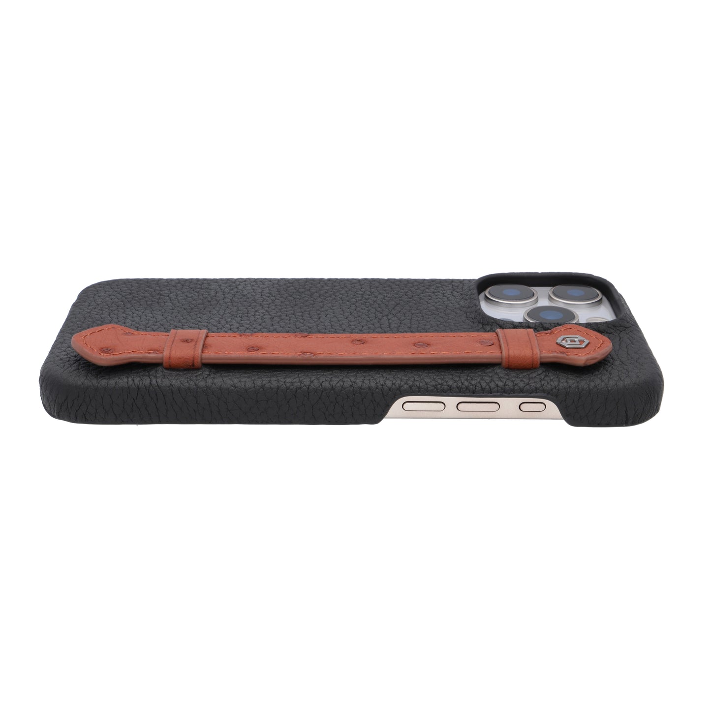 Black with ostrich side strap Brown - iPhone 16 pro max