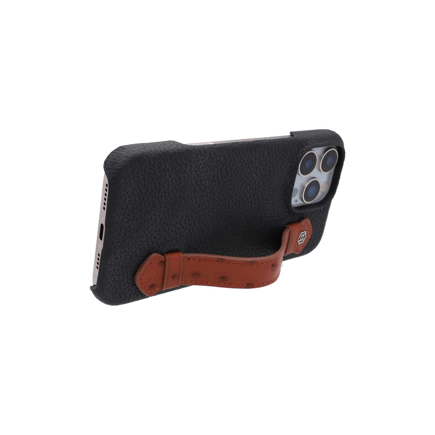 Black with ostrich side strap Brown - iPhone 16 pro max