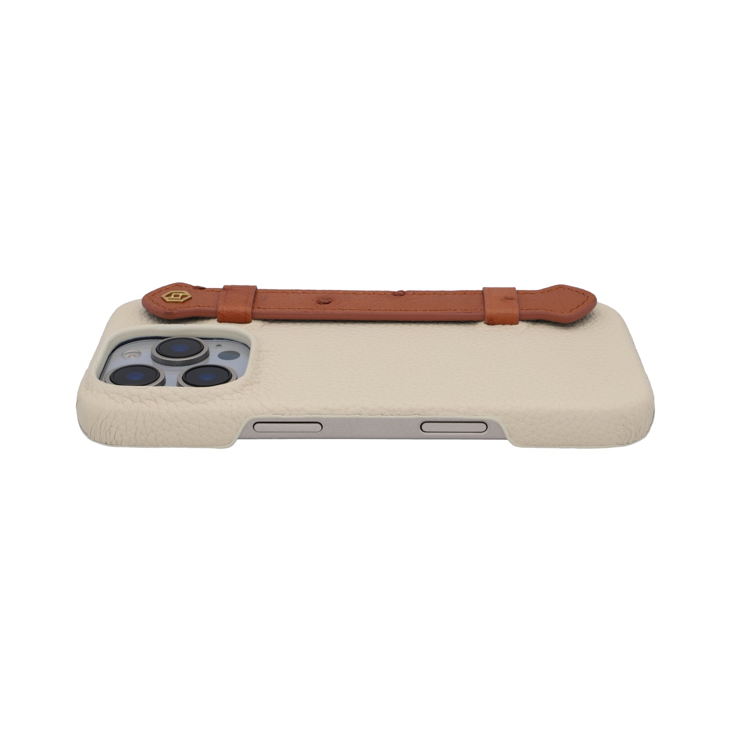 Beige with ostrich side strap Brown - iPhone 16 pro