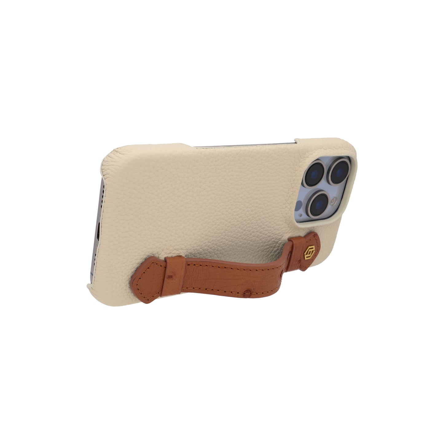 Beige with ostrich side strap Brown - iPhone 16 pro