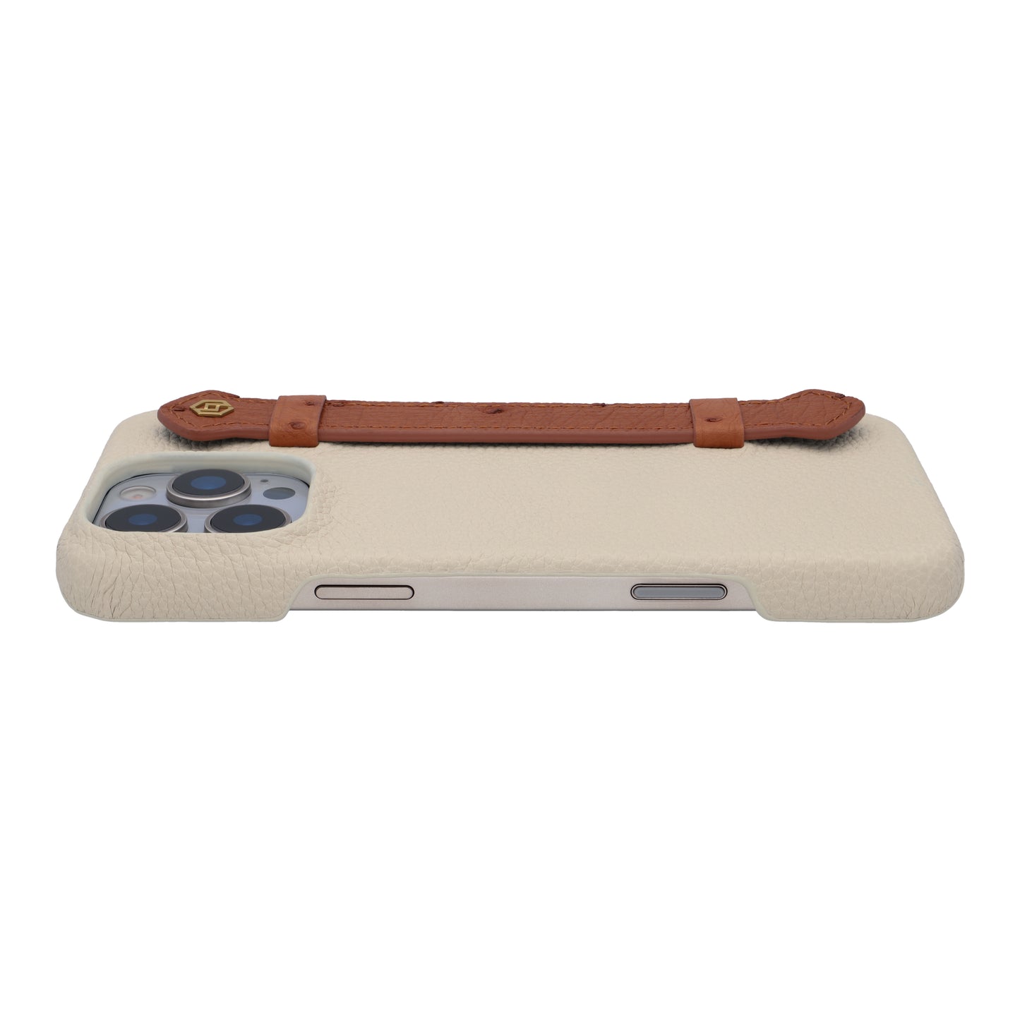 Beige with ostrich side strap Brown - iPhone 16 pro max
