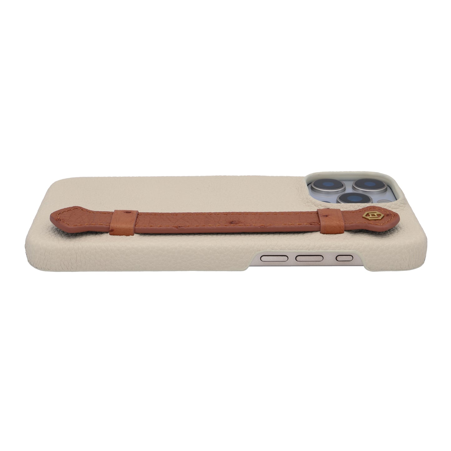 Beige with ostrich side strap Brown - iPhone 16 pro max