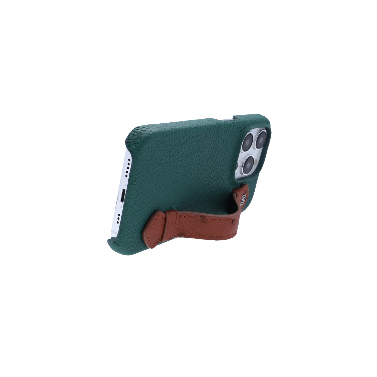 Green with ostrich side strap Brown - iPhone 14 pro
