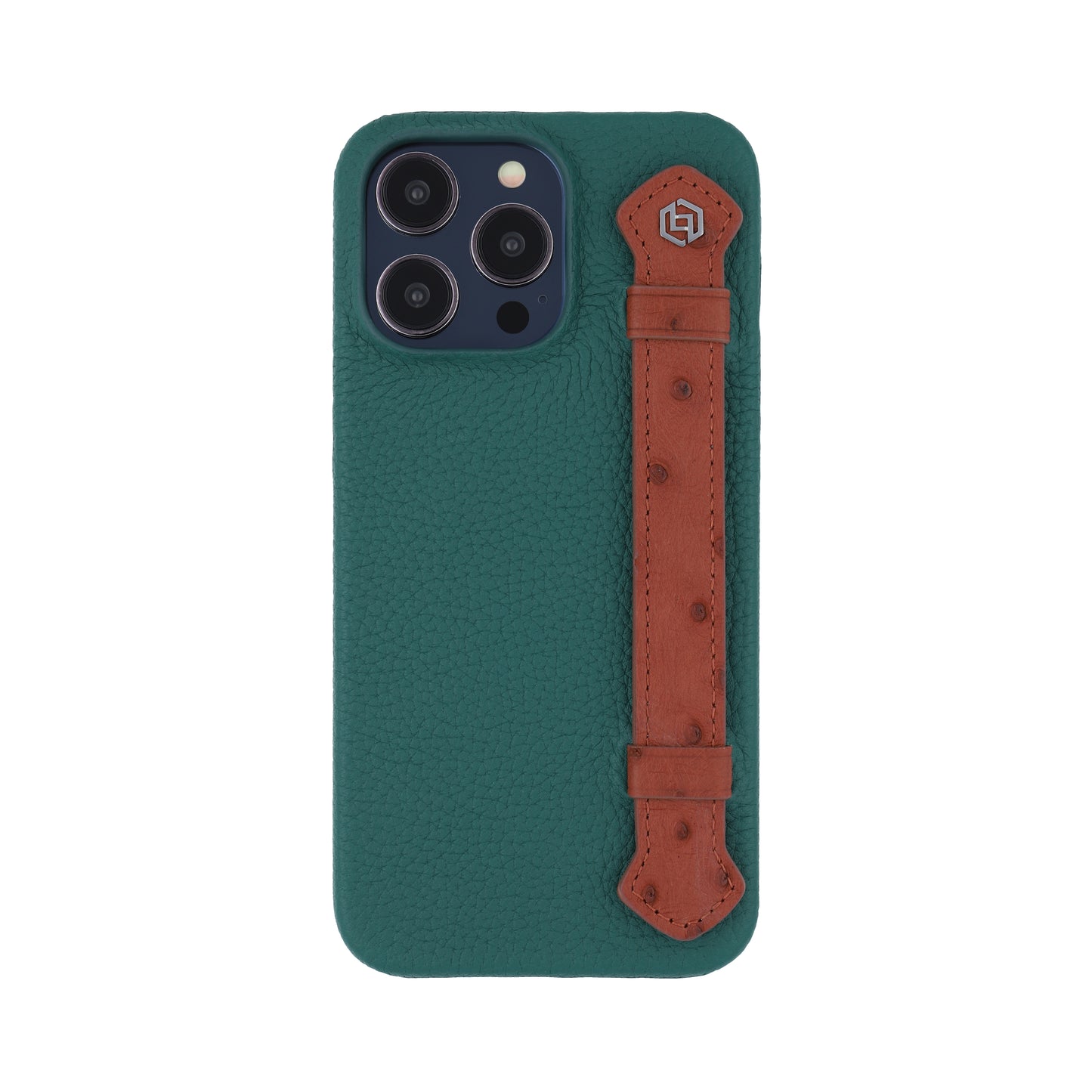 Green with ostrich side strap Brown - iPhone 14 pro max