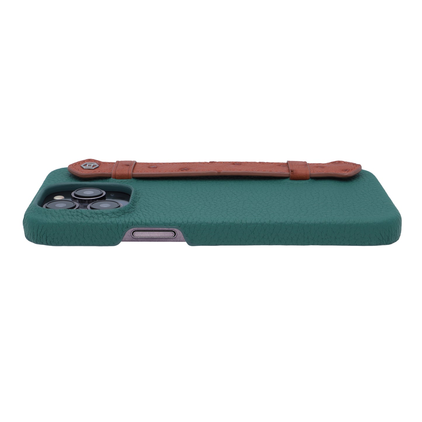 Green with ostrich side strap Brown - iPhone 14 pro max