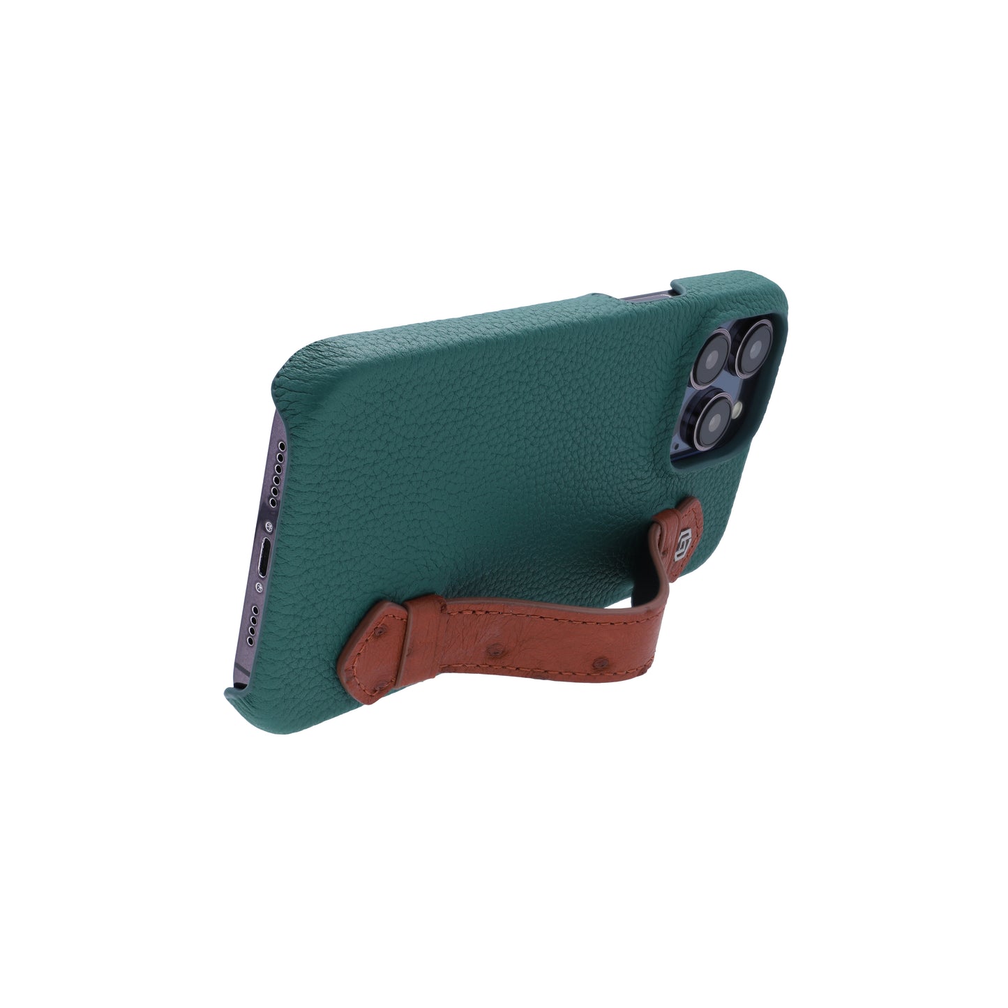 Green with ostrich side strap Brown - iPhone 14 pro max