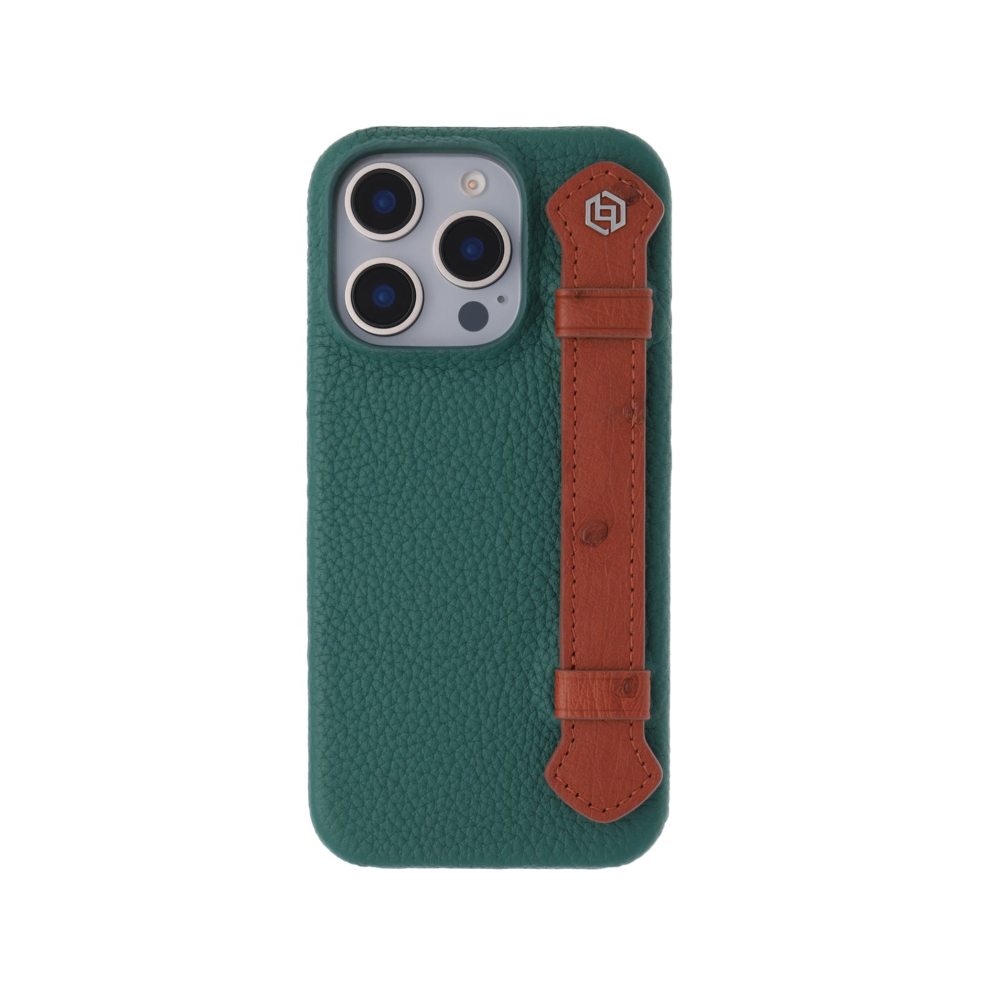 Green with ostrich side strap Brown - iPhone 16 pro