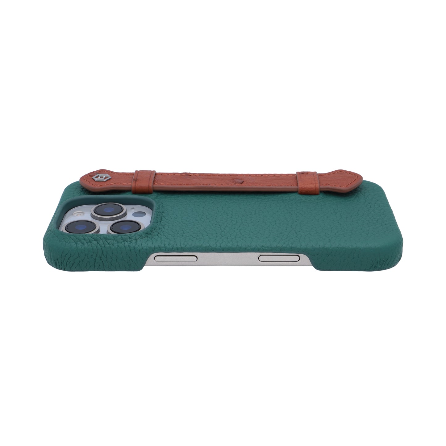 Green with ostrich side strap Brown - iPhone 16 pro