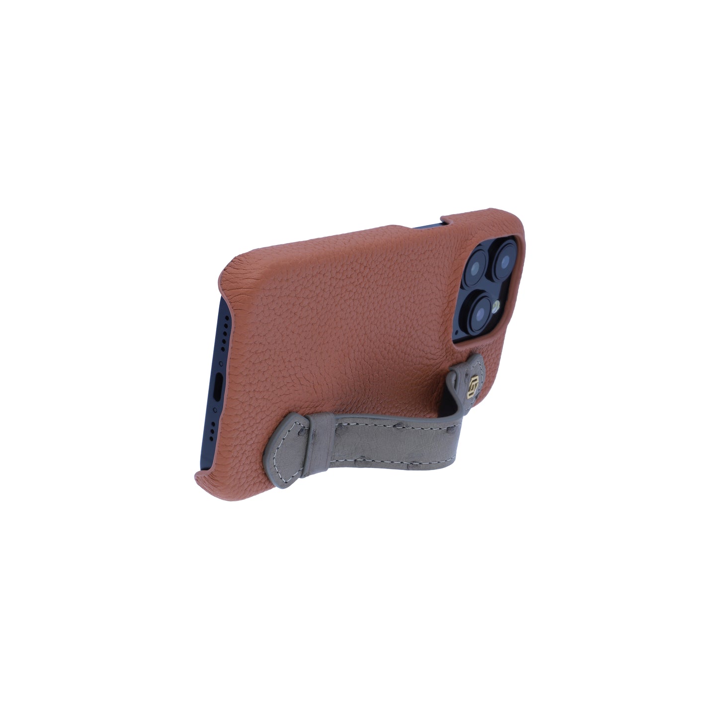 Tan with ostrich side strap Taupe - iPhone 15 pro