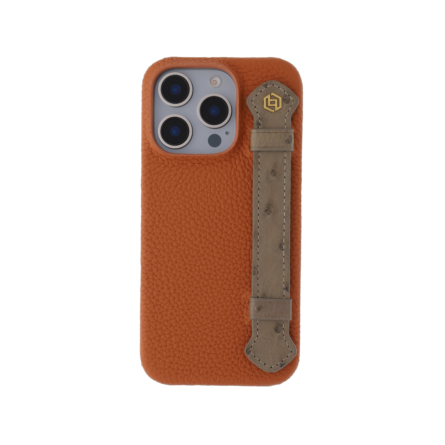 Tan with ostrich side strap Taupe - iPhone 16 pro