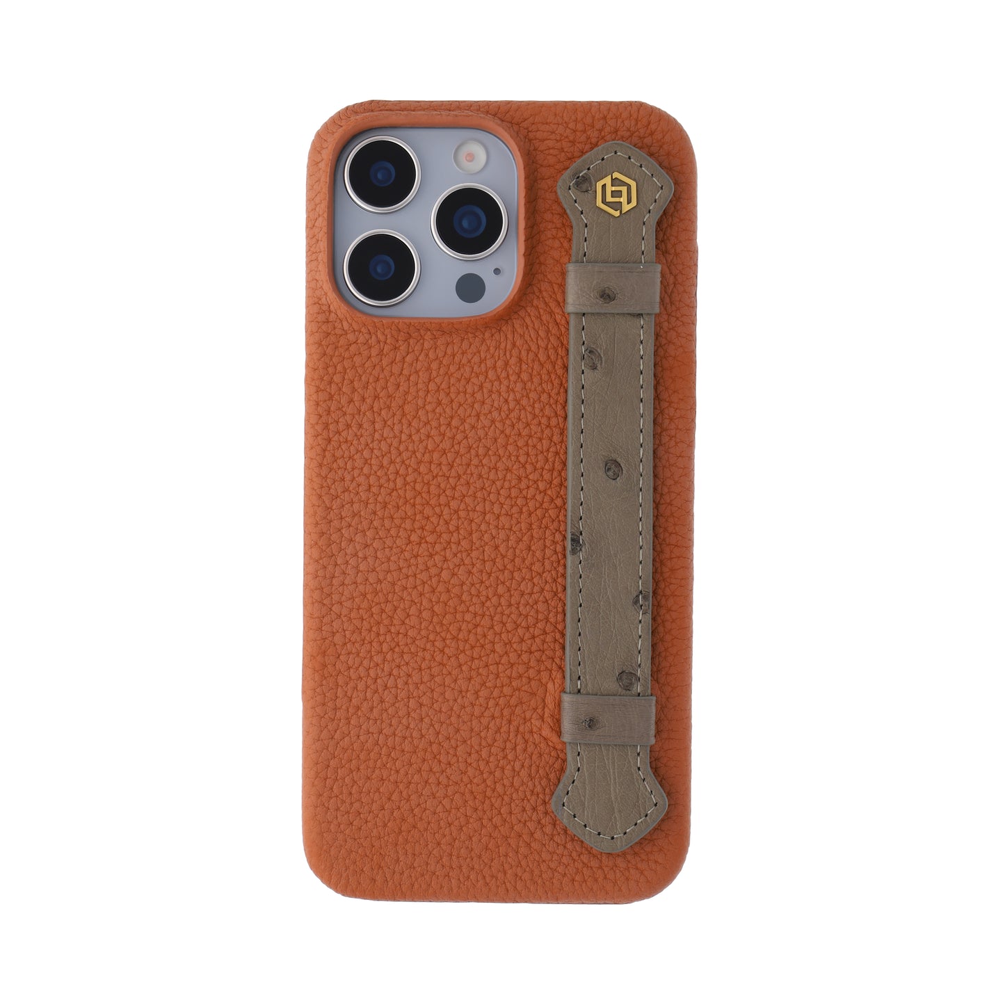 Tan with ostrich side strap Taupe - iPhone 16 pro max