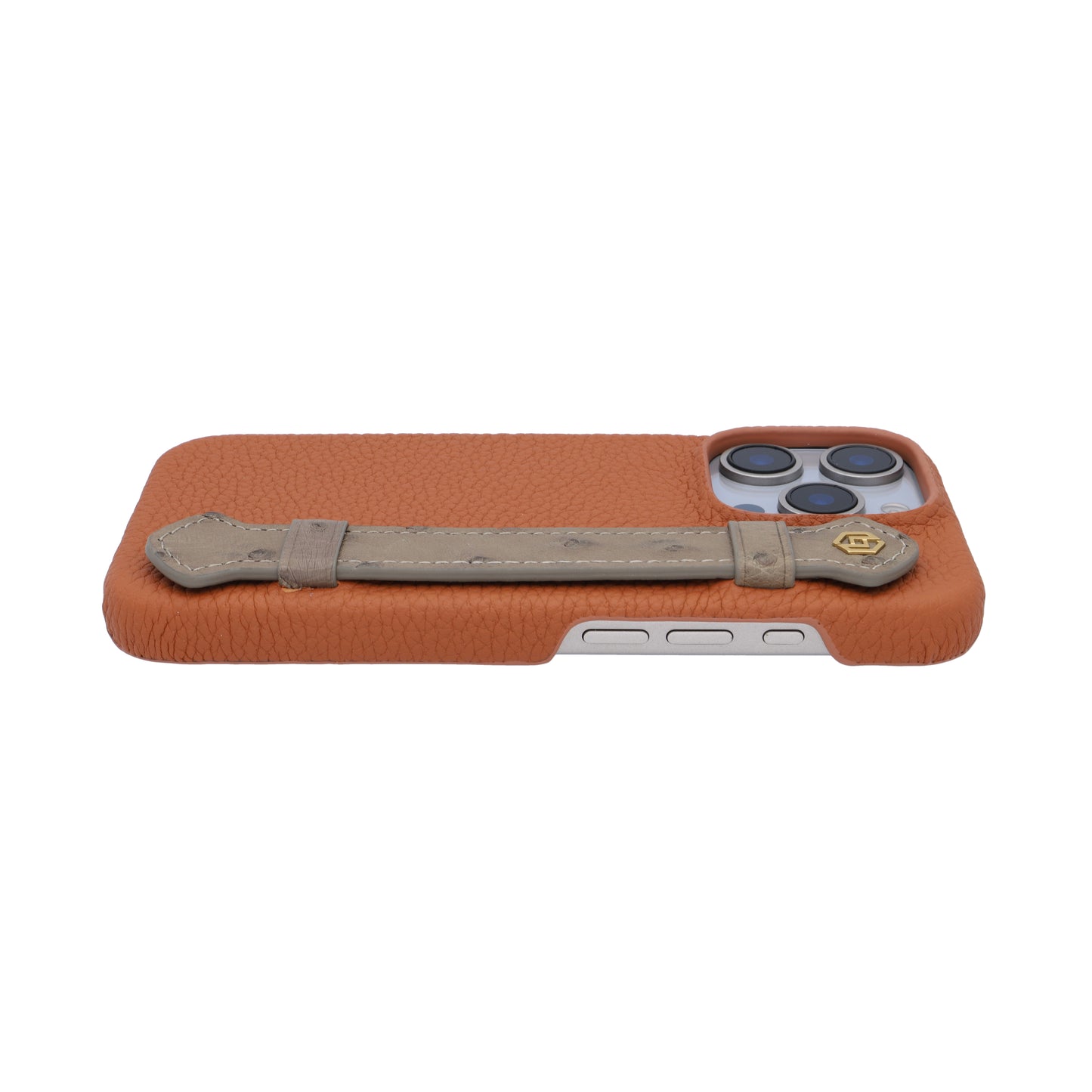 Tan with ostrich side strap Taupe - iPhone 16 pro