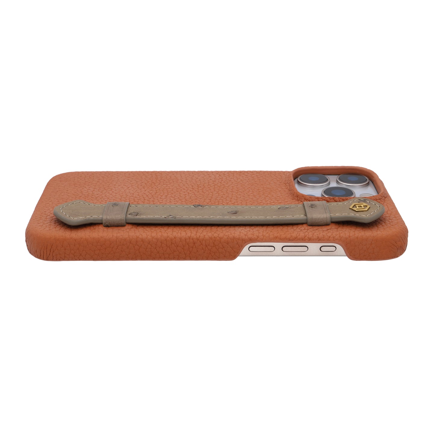Tan with ostrich side strap Taupe - iPhone 16 pro max
