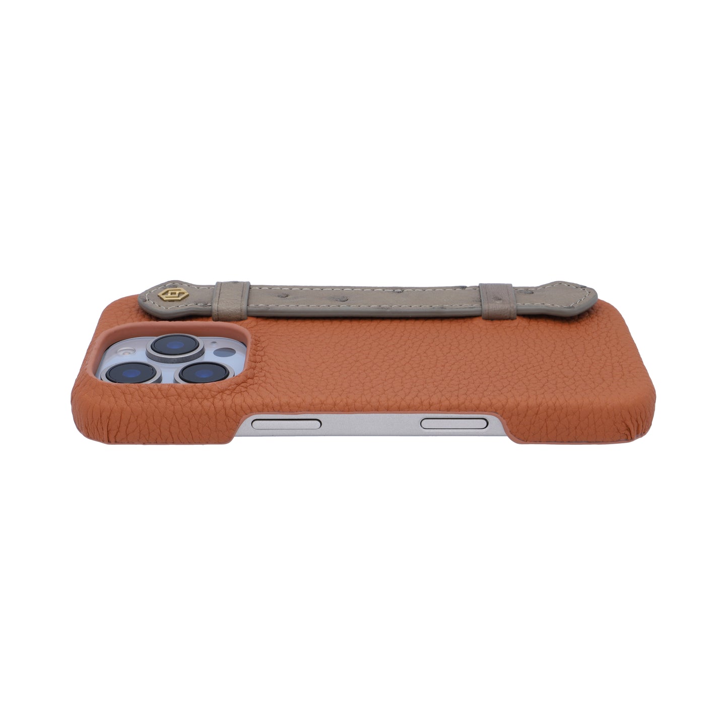 Tan with ostrich side strap Taupe - iPhone 16 pro