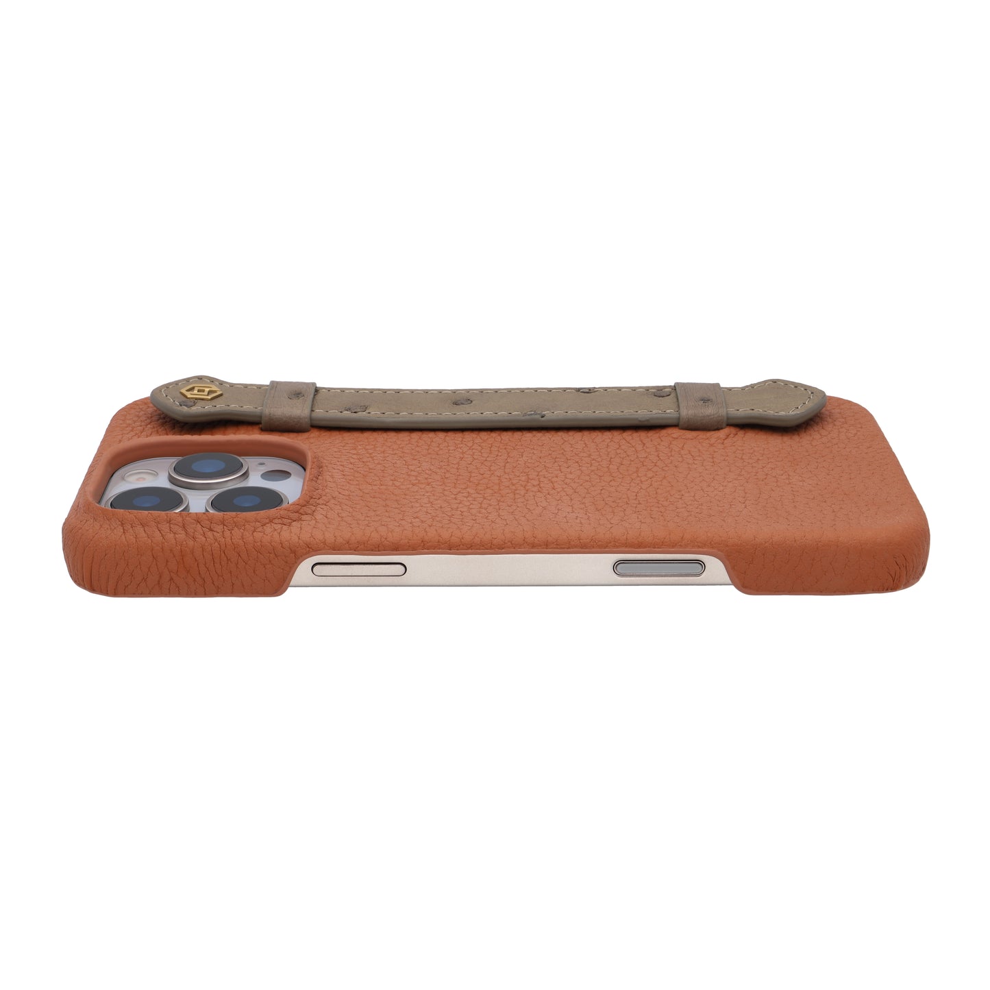 Tan with ostrich side strap Taupe - iPhone 16 pro max