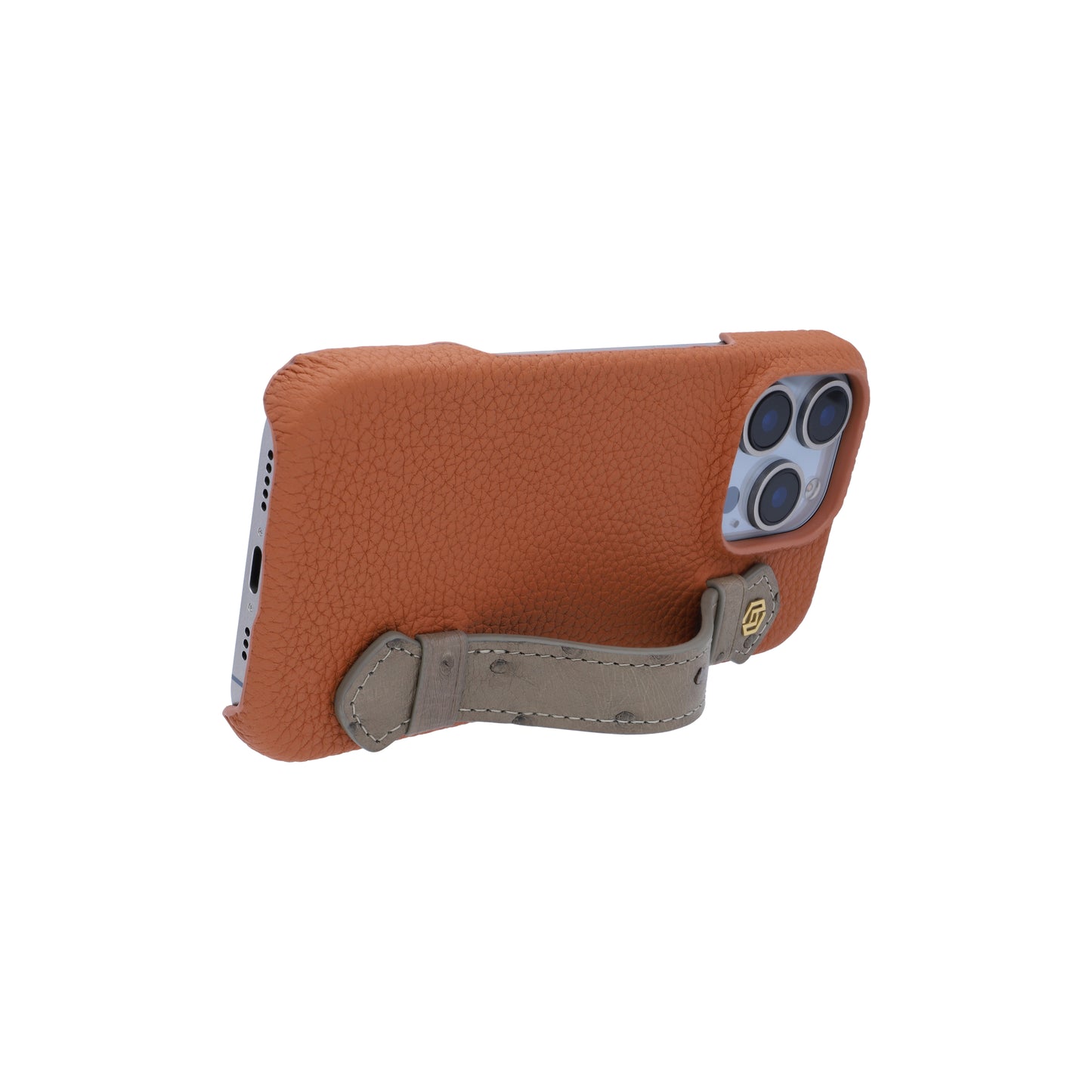 Tan with ostrich side strap Taupe - iPhone 16 pro