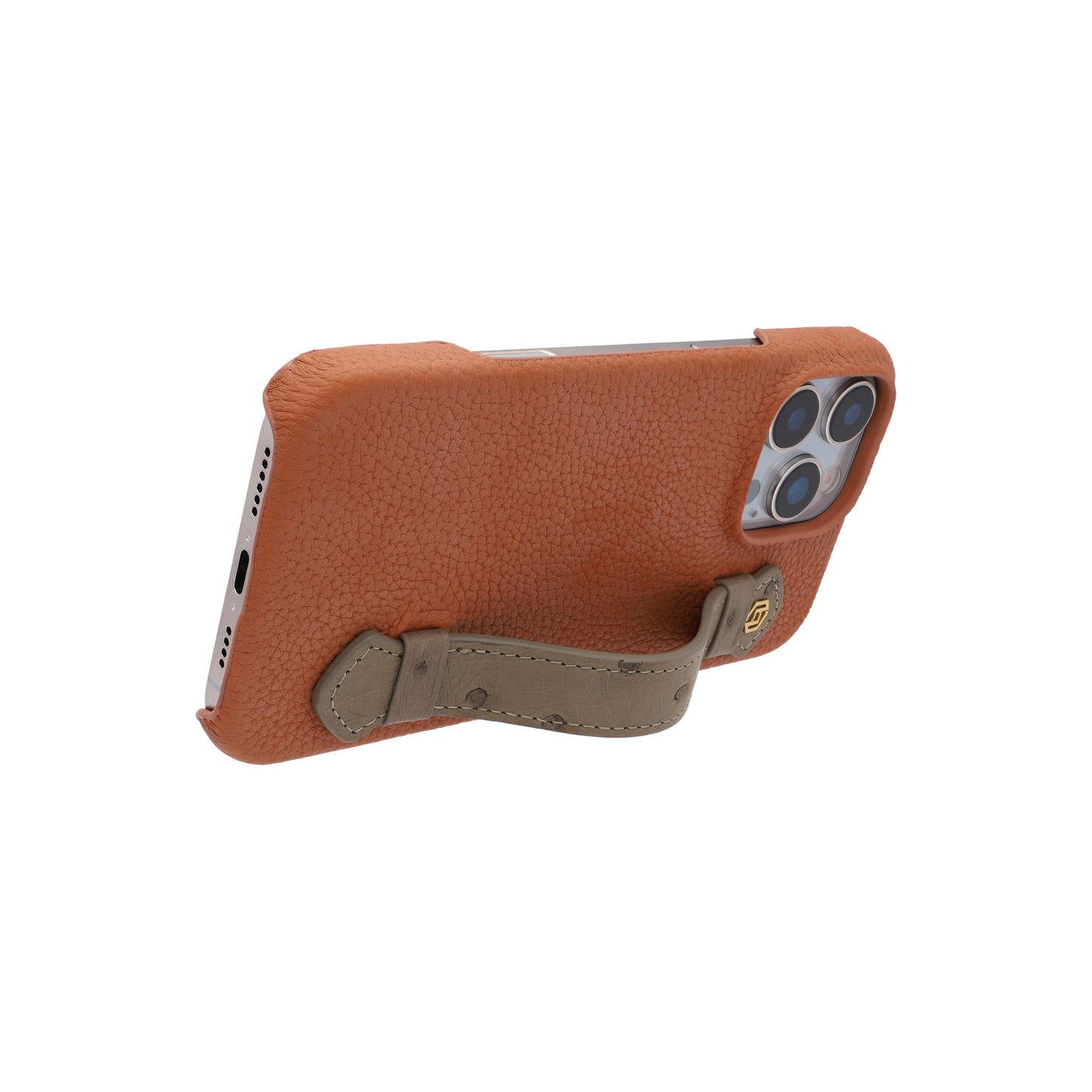 Tan with ostrich side strap Taupe - iPhone 16 pro max
