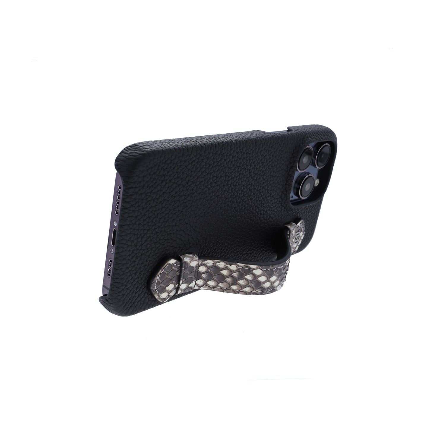 Black with python side strap Natural - iPhone 14 pro max