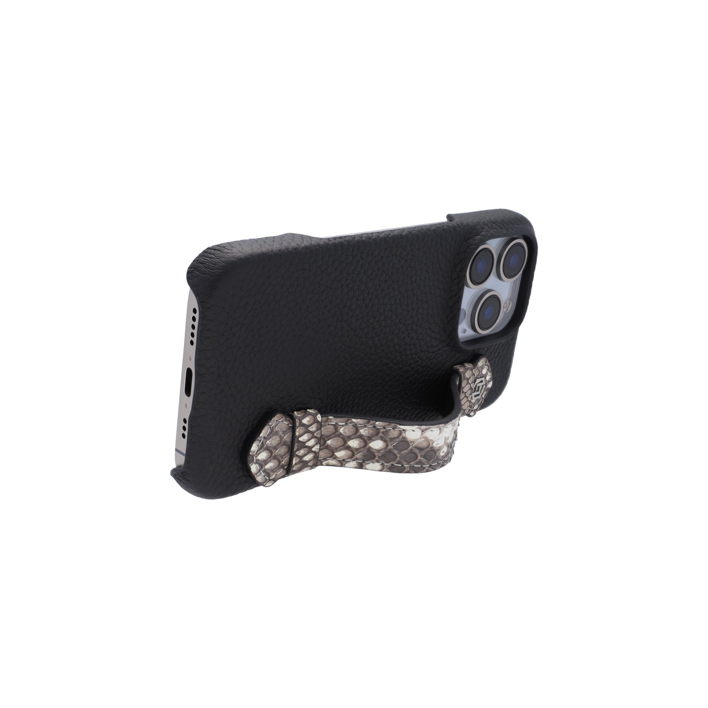 Black with python side strap Natural - iPhone 16 pro