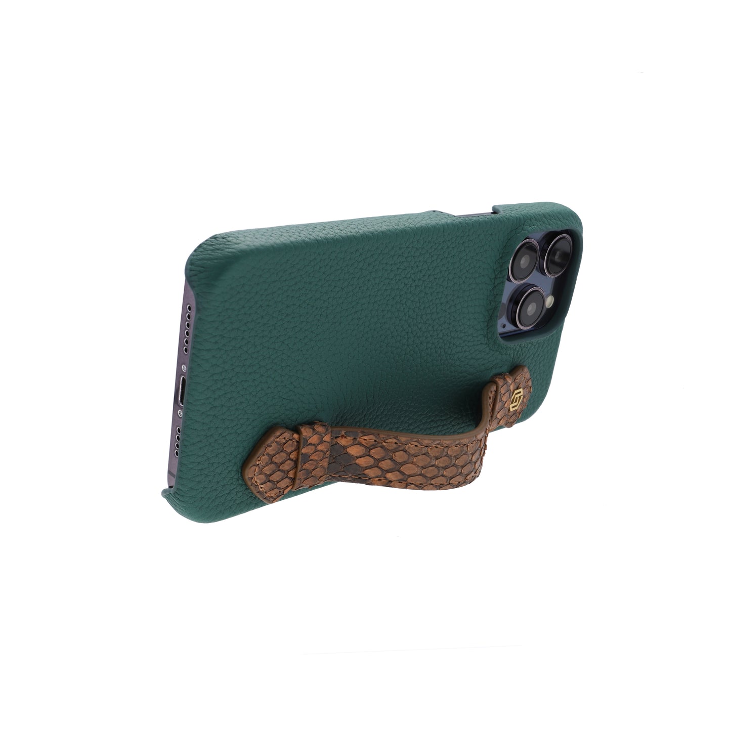 Green with python side strap Brown - iPhone 14 pro max