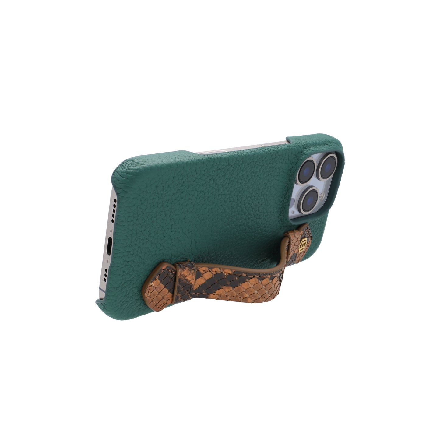 Green with python side strap Brown - iPhone 16 pro