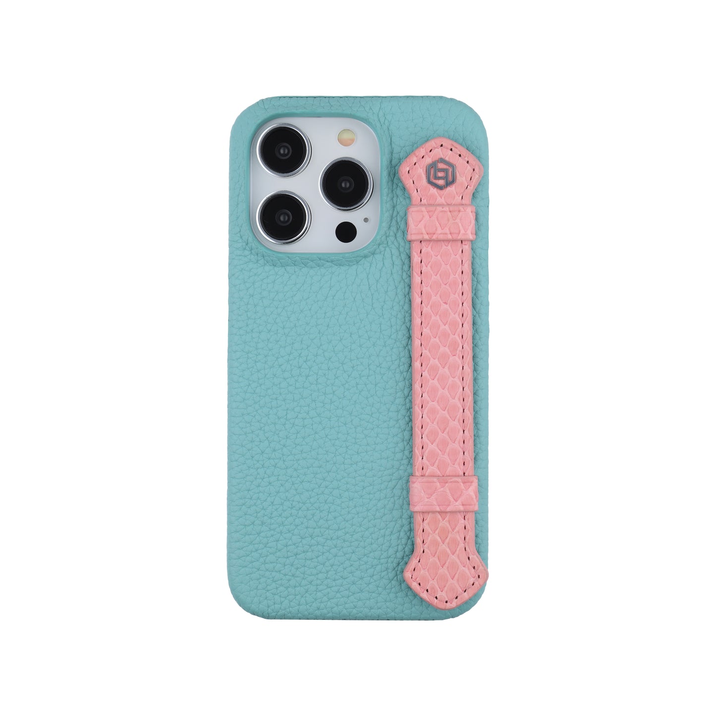 Macaron Blue with python side strap Pink - iPhone 14 pro