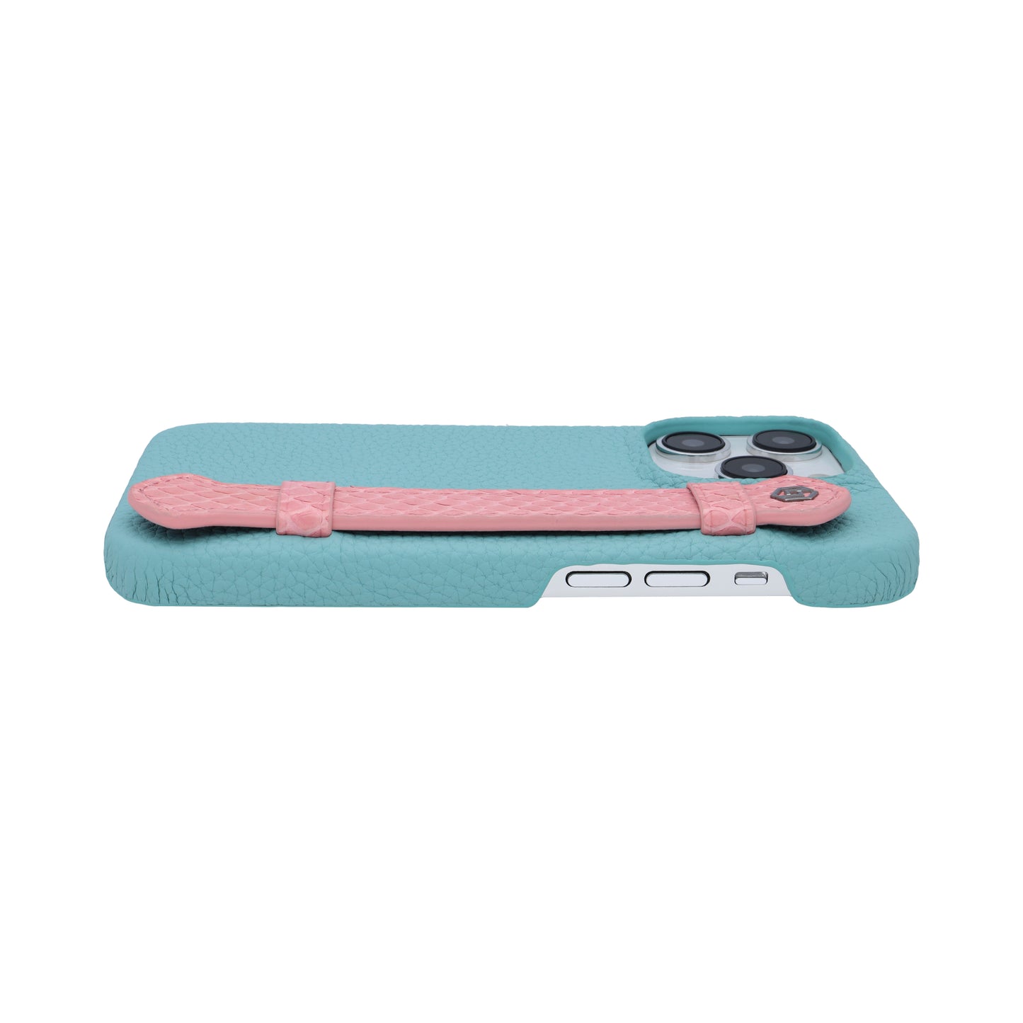 Macaron Blue with python side strap Pink - iPhone 14 pro