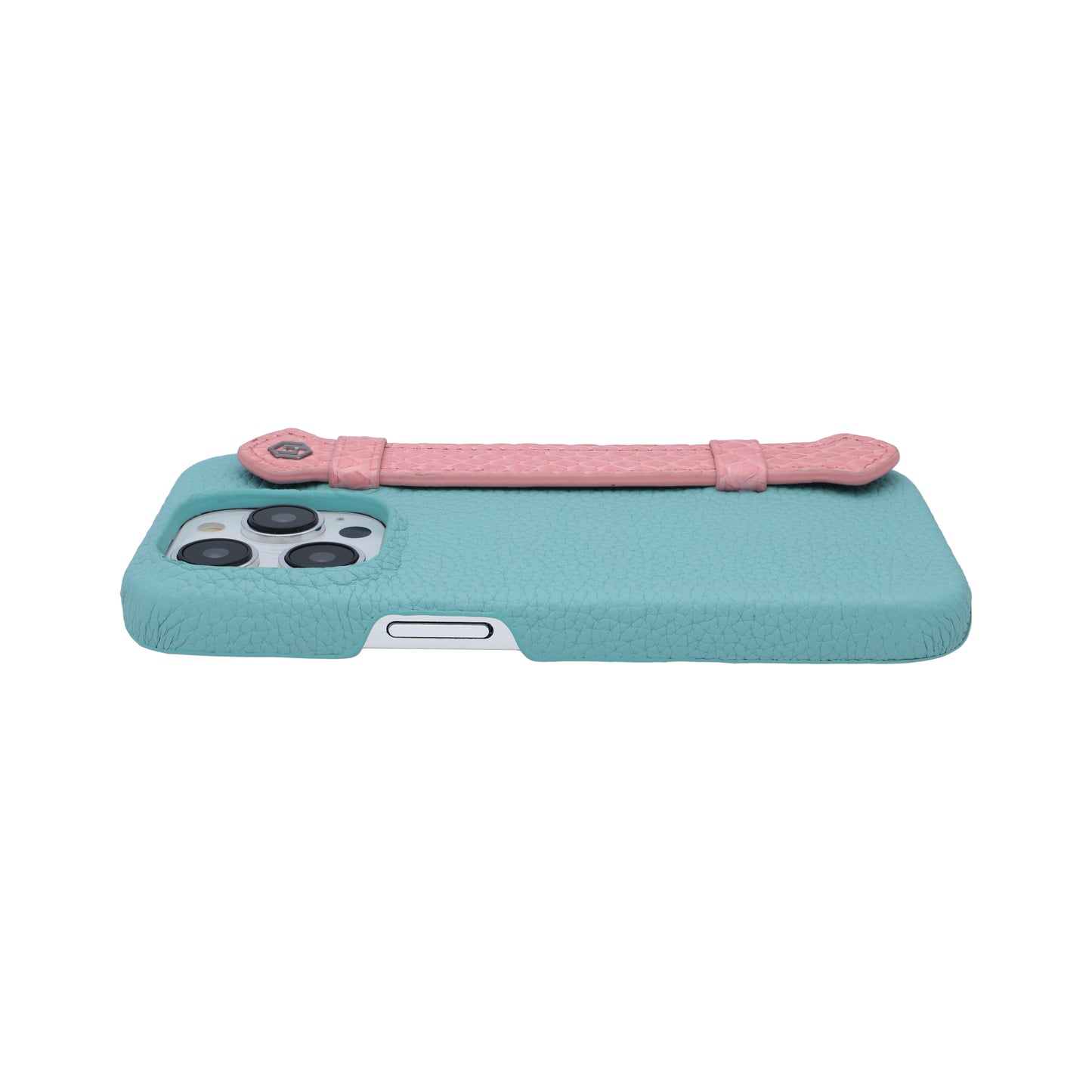Macaron Blue with python side strap Pink - iPhone 14 pro