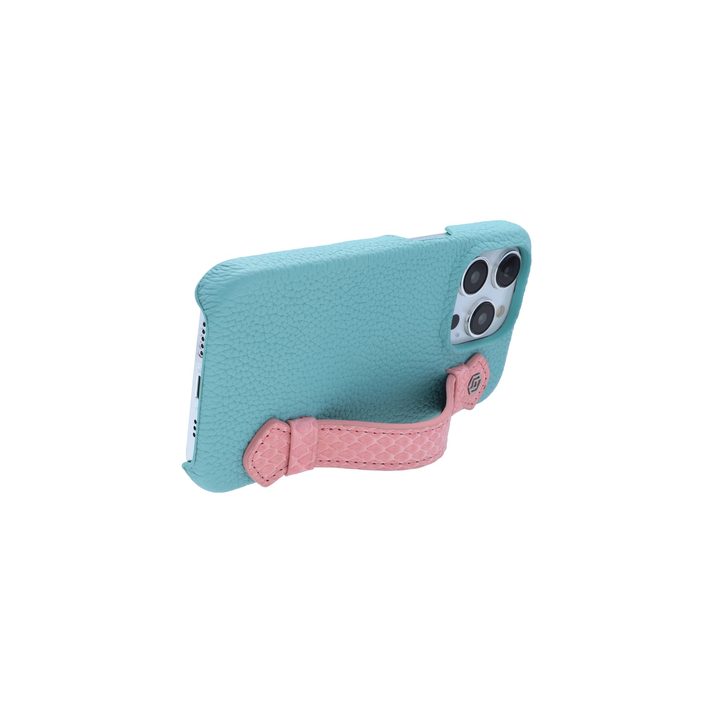 Macaron Blue with python side strap Pink - iPhone 14 pro