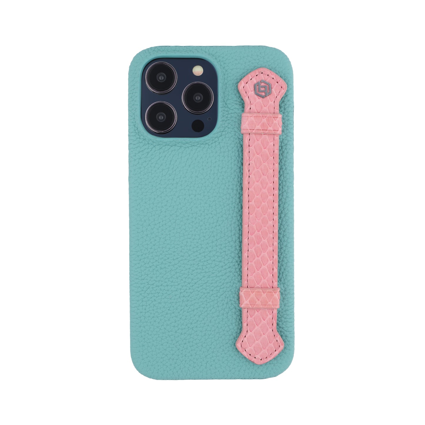 Macaron Blue with python side strap Pink - iPhone 14 pro max