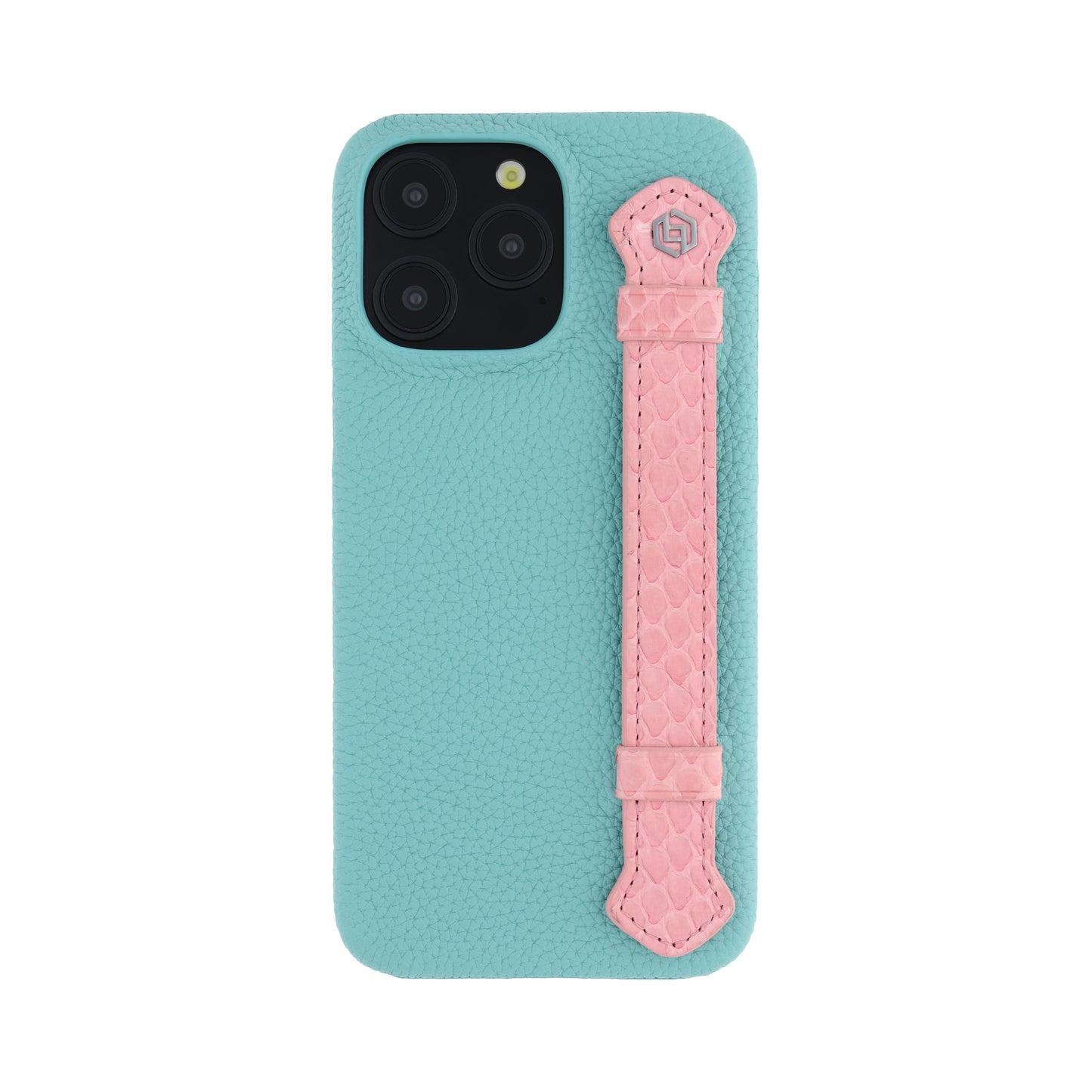 Macaron Blue with python side strap Pink - iPhone 15 pro max