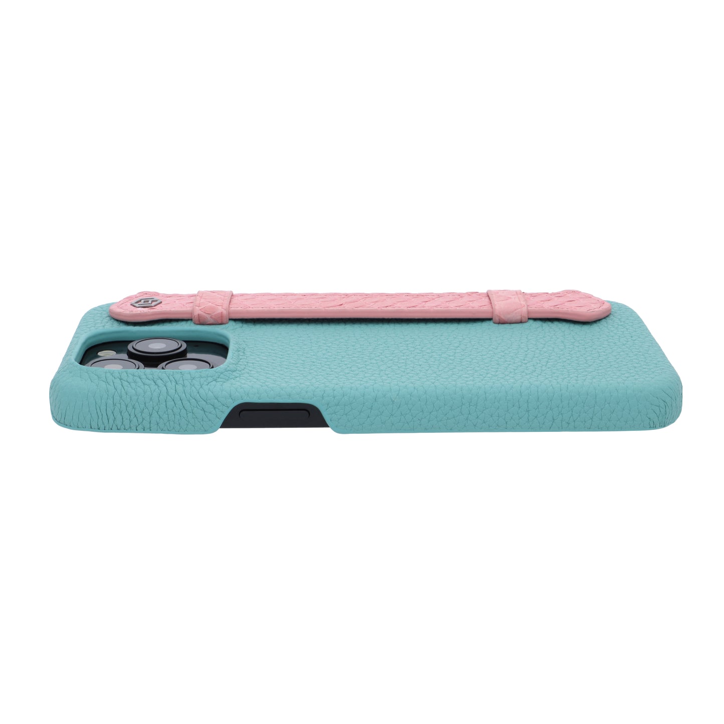 Macaron Blue with python side strap Pink - iPhone 15 pro max