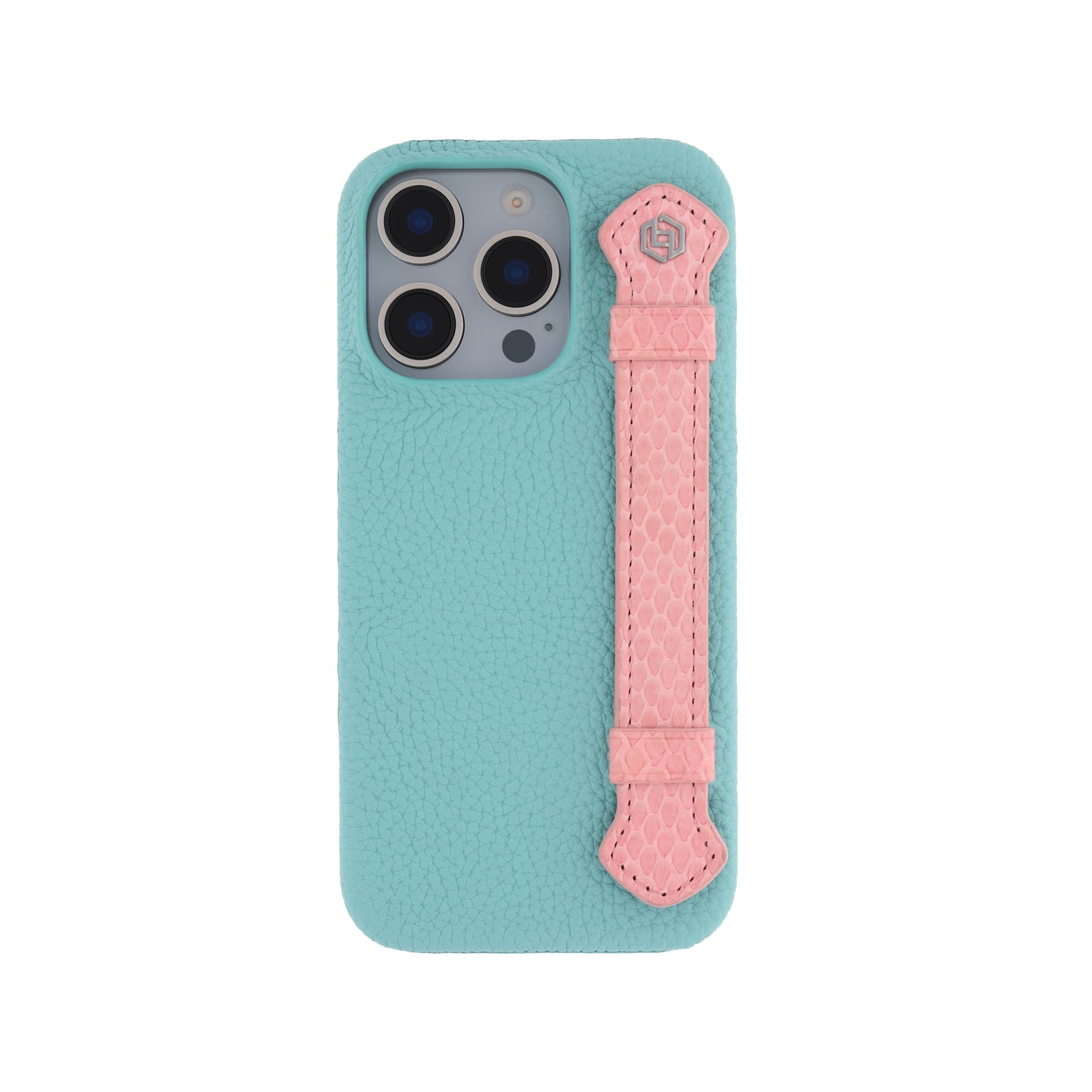 Macaron Blue with python side strap Pink - iPhone 16 pro