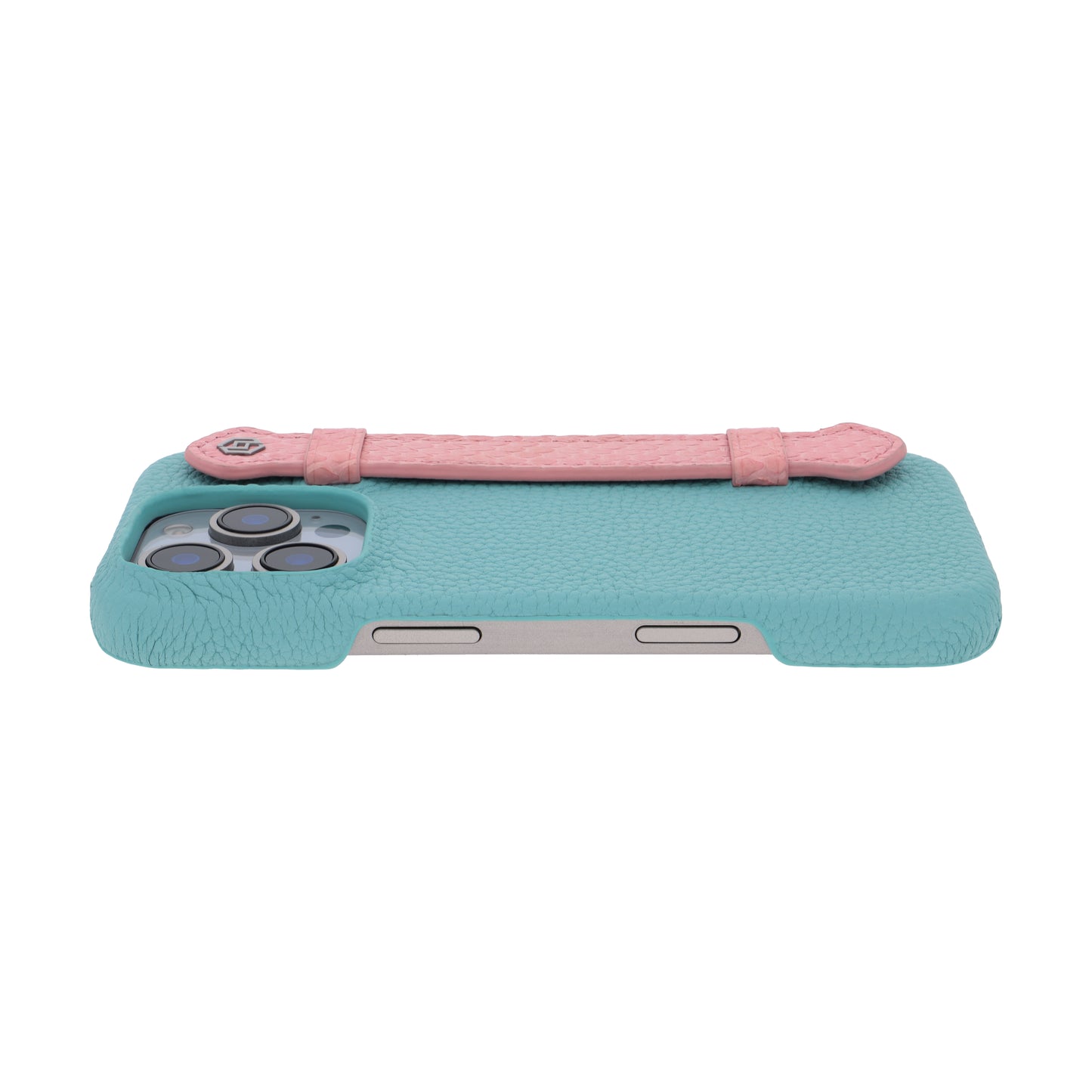 Macaron Blue with python side strap Pink - iPhone 16 pro