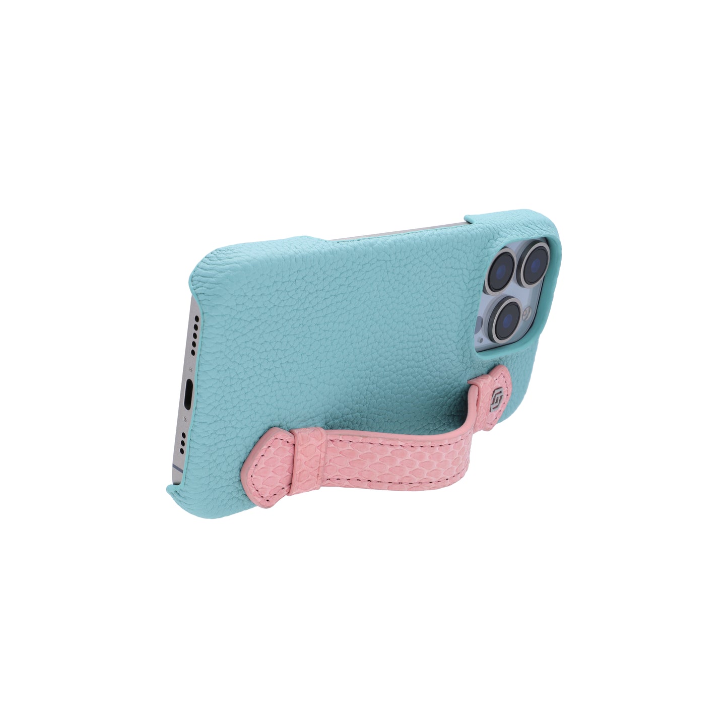 Macaron Blue with python side strap Pink - iPhone 16 pro