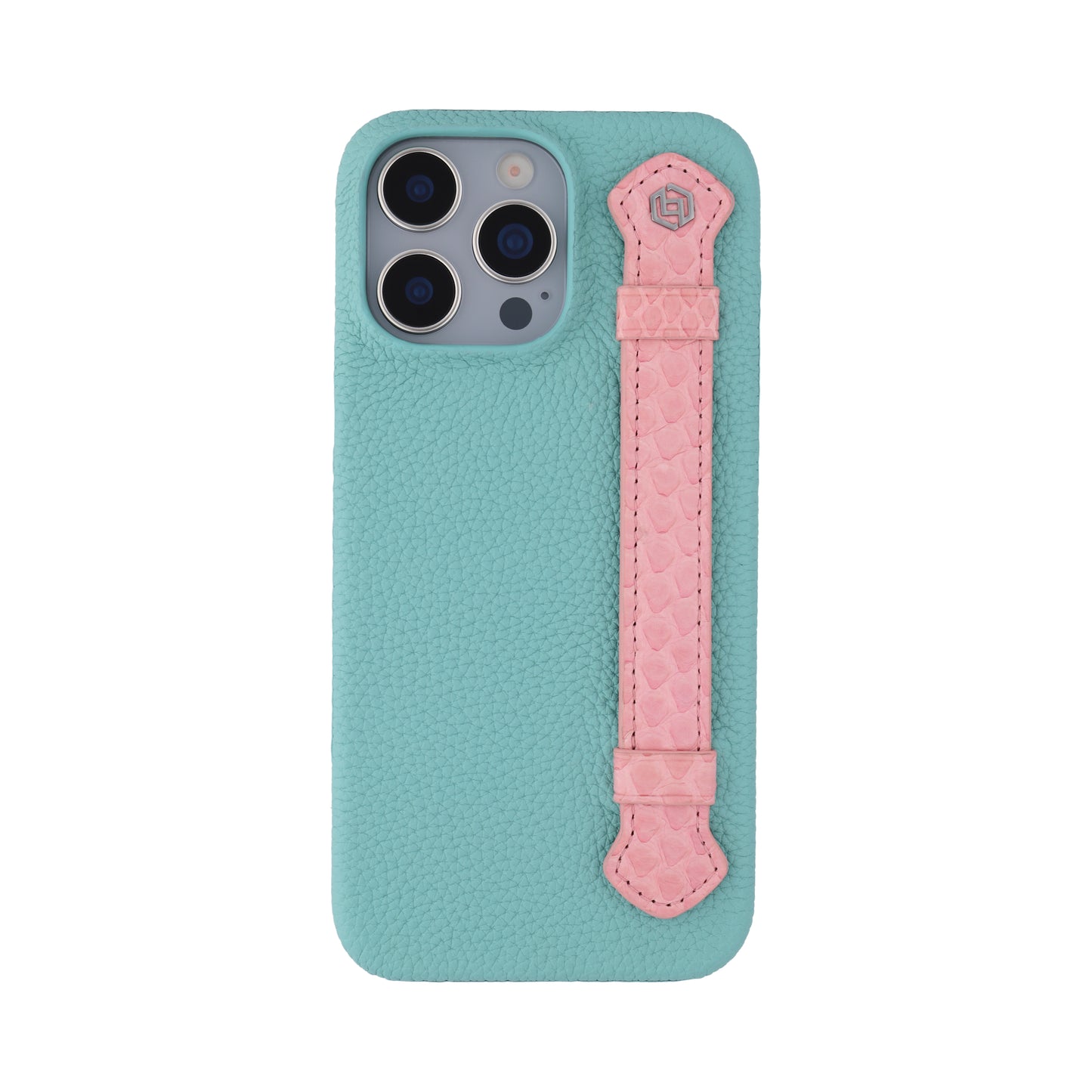 Macaron Blue with python side strap Pink - iPhone 16 pro max