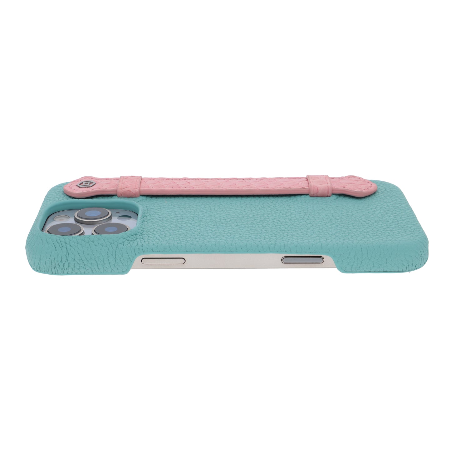 Macaron Blue with python side strap Pink - iPhone 16 pro max