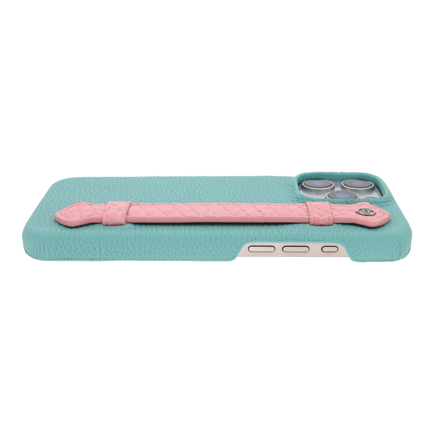 Macaron Blue with python side strap Pink - iPhone 16 pro max