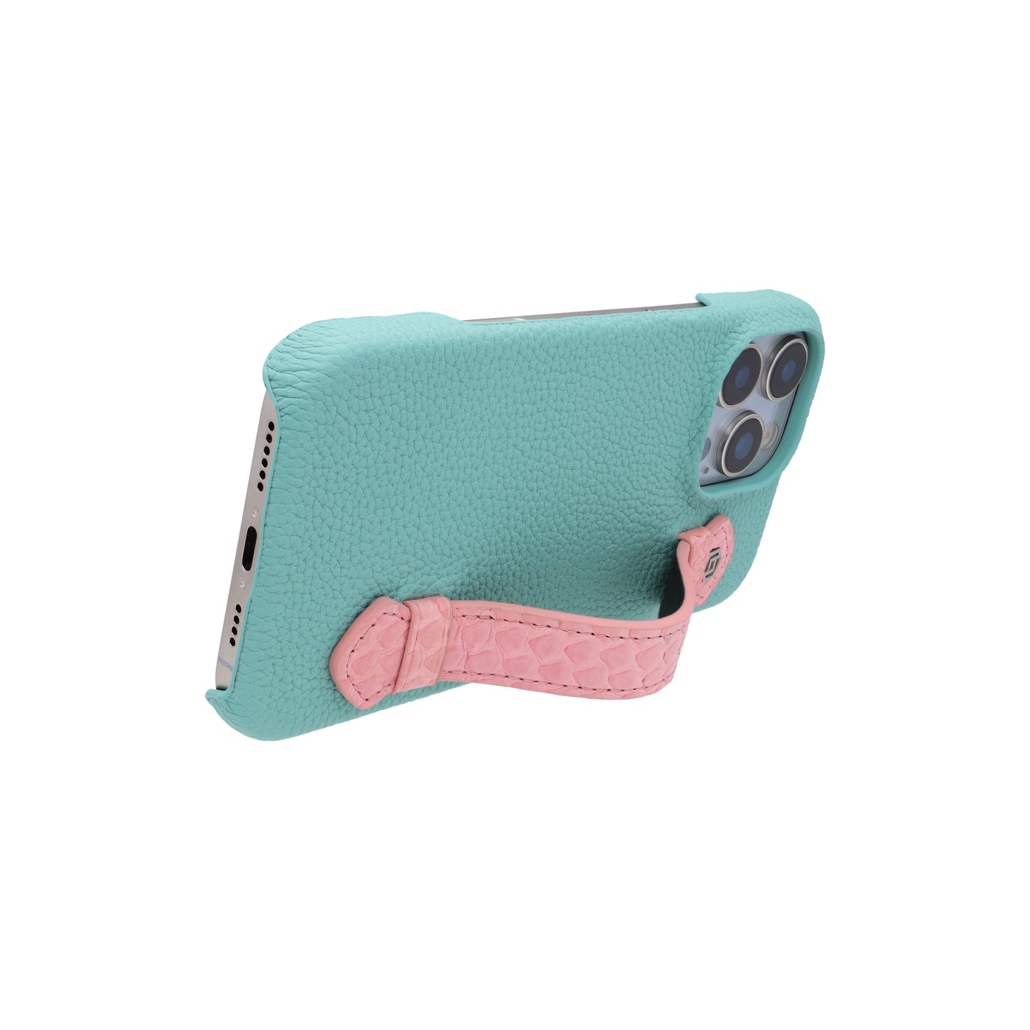 Macaron Blue with python side strap Pink - iPhone 16 pro max